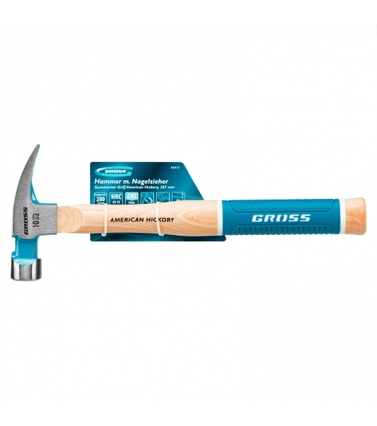 Молоток-гвоздодер Gross AMERICAN HICKORY 280 г, угол 75, магнит, обрезиненная рукоятка