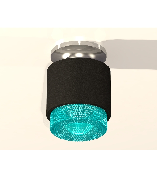 Светильник Ambrella Light XS7511082 SBK/PSL/BL черный песок/серебро полированное/голубой MR16 GU5.3 (N7927, C7511, N7194)