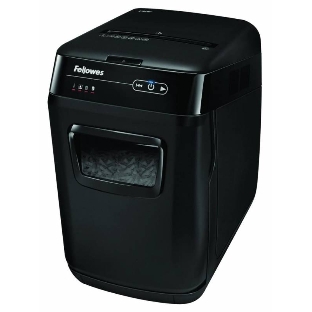 Шредер Fellowes AutoMax 150C FS-46801(01/02)* (секр.P-4)/фрагменты 4x38 мм,/150лист./32лтр./Уничт:скрепки, скобы, пл.карты,CD диски