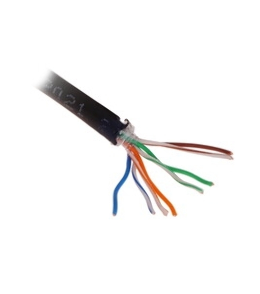 Кабель UTP Rexant 4PR 24AWG, CU (медь), cat.5e, 100 МГц, PE, черный, OUTDOOR, бухта 100 м