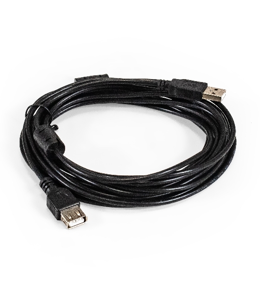 Удлинитель USB 2.0 ExeGate EX-CCF-USB2-AMAF-5.0F (Am/Af, позолоченные контакты, ферритовые кольца, 5м)