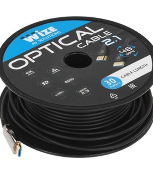 Кабель HDMI AOC-HM-HM-30M Wize, оптический, 30 м, 4K/60HZ, v.2.0, ARC, 19M/19M, черный, коробка