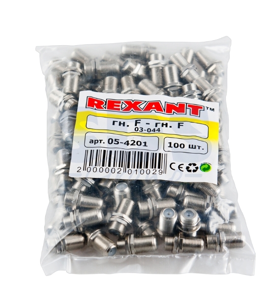Переход гнездо F-гнездо F 'Бочка' с кольцом Rexant