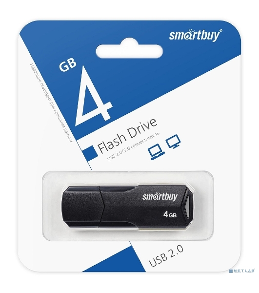 Флешка USB SmartBuy CLUE black (SB4GbCLU-K), 4Gb, USB 2.0, R/W 15/8, черный