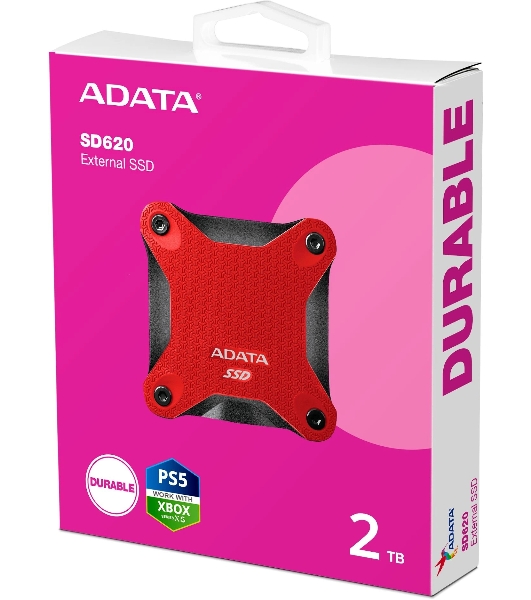Внешний SSD ADATA SD620, 2TB, USB 3.2 Gen 2 Type-A, R/W 550/480, красный