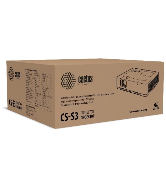 Проектор Cactus CS-S3.B 3LCD 43000Lm LS 4300Lm ANSI (1280x1024) 15000:1 ресурс лампы:10000часов 1xUSB typeA 2xHDMI 4.7кг
