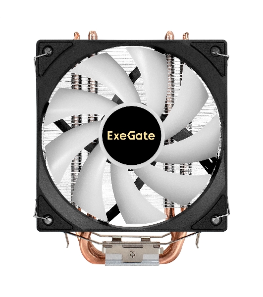 Кулер ExeGate Wizard EXX600-PWM.FRGb (Al+Cu, 6 тепл.трубки, LGA775/1150/1151/1155/1156/1200/1700/1851/AM2/AM2+/AM3/AM3+/AM4/AM5/FM1/FM2/754/939/940, TDP 180W, Fan 120мм PWM, 800-2400RPM, Hydro bearing, 4pin, 11-24db, 540г, FRGb подсветка, с термопастой, на защелках, Color Box)