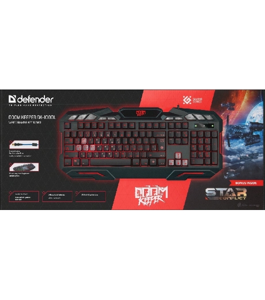 Клавиатура проводная Defender Doom Keeper GK-100DL RU, USB, черный