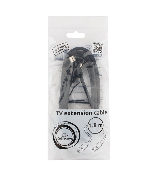 Кабель телевизионный Cablexpert Coaxial M/F, 1.8м