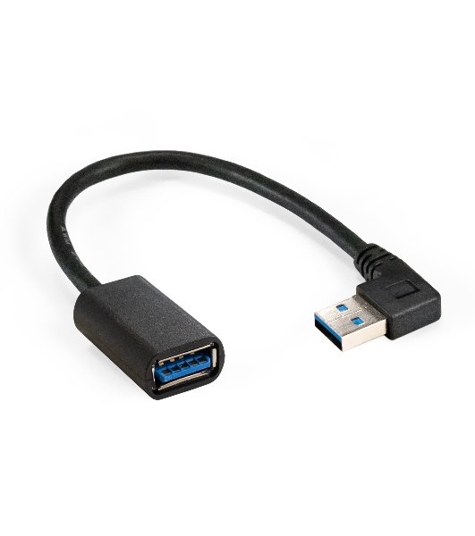 Удлинитель USB 3.0 ExeGate EX-CC-USB3-AMAF-0.15L (Am/Af, угловой 90-градусный коннектор (горизонтальный левый), 0,15м)