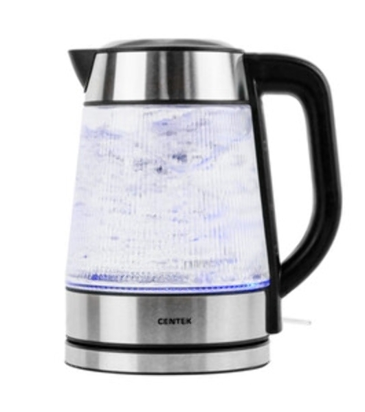 Чайник электрический Centek CT-0013 стекло, 2200 Вт, 1.8 л, серебристый