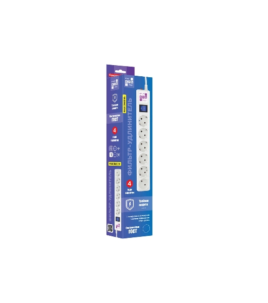 Ф-удлинитель, PC 10м 6р, бел. 16А, (3*1,5) SPG6-16-10M