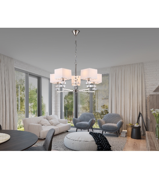 Люстра Ambrella light LH71321/5 SN/WH никель/белый E14/5 max 40W D700*850