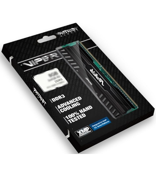 Оперативная память Patriot Viper 3, DDR3, 8GB (1x8 GB), 1600 MHz, CL10, DIMM, радиатор, черный