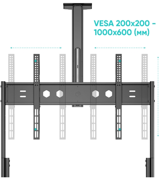 Подставка для телевизора ONKRON TS2080 черный 60'-120' макс.150кг напольный мобильный