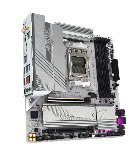 Материнская плата GIGABYTE B650M AORUS ELITE AX ICE, AM5, AMD B650, 4xDDR5, 4xSATA, 2xM.2, 1xPCIe 4.0 x16, 1xPCIe 4.0 x4, 1xDP, 1xHDMI, 1x2.5Gb LAN, Wi-Fi 6E, Bluetooth 5.3, S/PDIF, 2xUSB-C 10Gbps, 2xUSB-A 10Gbps, 5xUSB-A 5Gbps, 4xUSB-A 2.0, 2x3.5 мм, 7.1, mATX