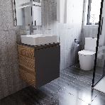 Тумба Bau Dream Blackwood 50 графит, раковина BAU Hotel 48х37, смеситель для раковины высокий Hotel Still, нержавеющая сталь, фото9