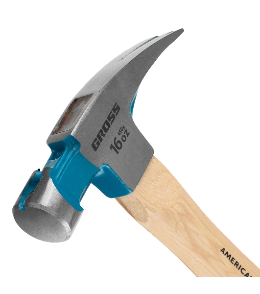 Молоток-гвоздодер Gross 10418 American hickory 450г, угол 75, магнит, обрезиненная рукоятка