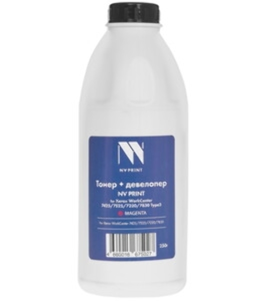 Тонер + девелопер NVPrint для Xerox WorkCenter 7425, 7525, 7220, 7830 Type3 (250г) Magenta. WC 7425, 7428, 7435; WC 7220, 7225; WC 7525, 7530, 7535, 7545, 7556, 7830, 7835, 7845, 7855, 7970; Color C60, С70; Color 550, 560, 570; Phaser 7800; Phaser 6700; 700, 700i, 770 Digital Color Press; 700 Pro, 700i Pro; Color J75, C75 Press, PrimeLink C9065/C9070 совместимый