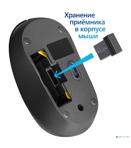 Мышь беспроводная Defender Hit MM-495 черный, 1600 dpi, радиоканал, USB, кнопки - 3