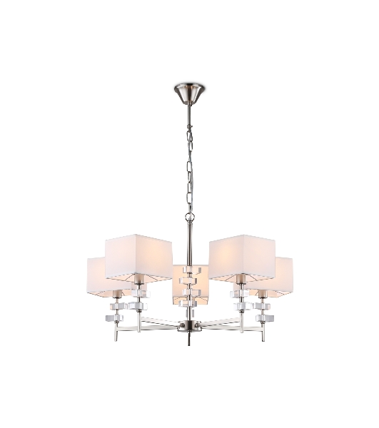 Люстра Ambrella light LH71321/5 SN/WH никель/белый E14/5 max 40W D700*850