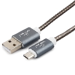 Кабель USB2.0 Cablexpert CC-G-mUSB02Gy-0.5M, AM/microB, серия Gold, длина 0.5м, титан, блистер, фото 1