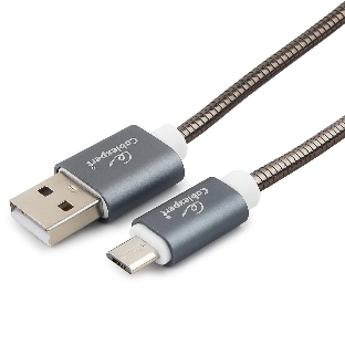 Кабель USB2.0 Cablexpert CC-G-mUSB02Gy-0.5M, AM/microB, серия Gold, длина 0.5м, титан, блистер