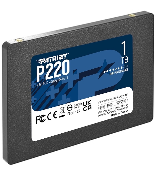 Накопитель SSD Patriot P220, 1Tb, SATA III, 2.5', R/W 550/500