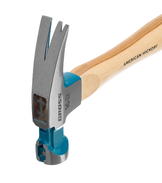 Молоток-гвоздодер Gross 10418 American hickory 450г, угол 75, магнит, обрезиненная рукоятка