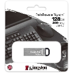 Флешка USB Kingston DataTraveler KYSON (DTKN/128 Gb), 128Gb, USB 3.2 Gen 1, R/W 200/60, серебристый/черный, фото5