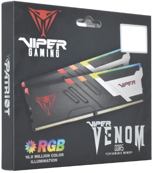 Оперативная память Patriot Viper Venom, DDR5, 32GB (2x16GB), 5600MHz, CL36, DIMM, с радиаторами, RGB, черный