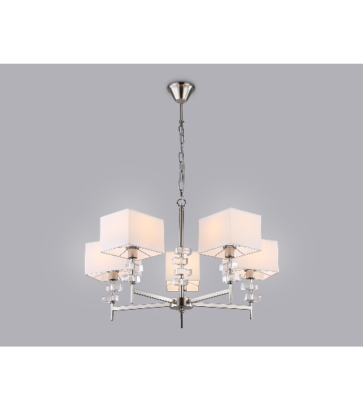 Люстра Ambrella light LH71321/5 SN/WH никель/белый E14/5 max 40W D700*850