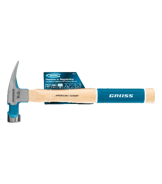 Молоток-гвоздодер Gross 10418 American hickory 450г, угол 75, магнит, обрезиненная рукоятка