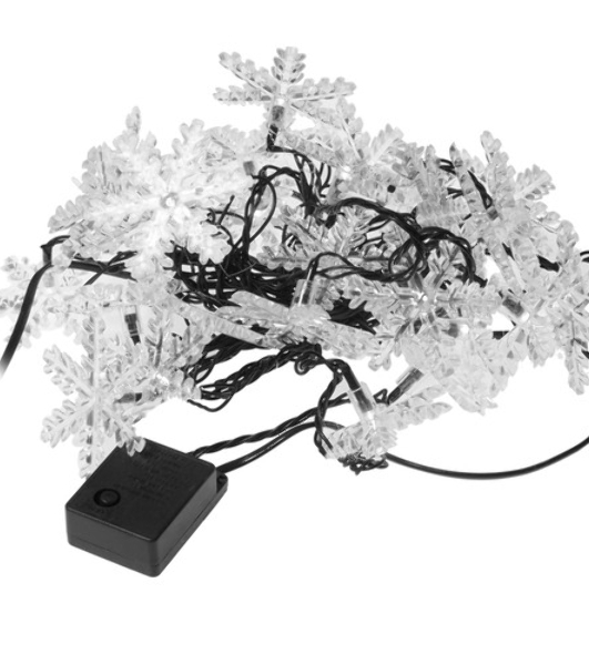 Гирлянда светодиодная Neon-night Снежинки большие 5м, 20LED, IP20, прозрачный провод, свечение мульти (RG/RB), мигание, 230В