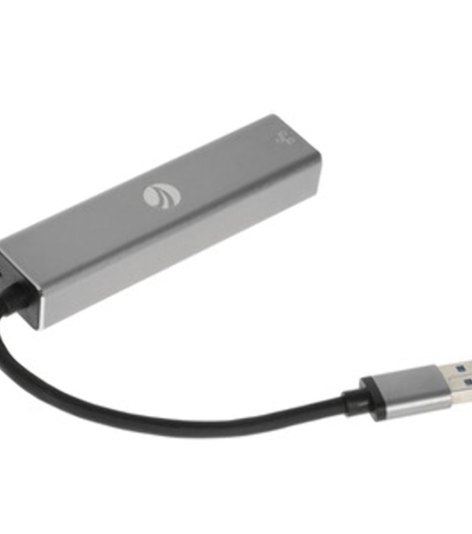 Переходник VCOM USB 3.0 -->RJ-45 1000Mbps+3 USB3.0, Aluminum Shell, 0.2м DH312A