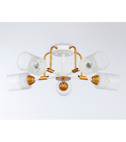 Светильник Ambrella light TR303323/5 WH/GD/CL/FR белый/золото/прозрачный/белый матовый E27*5 max 60W D620*200