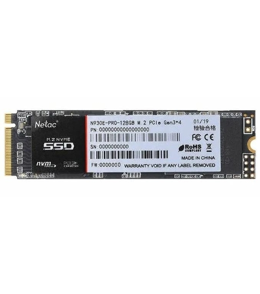 Накопитель SSD Netac N930E Pro, 128Gb, PCIe 3.1 x4, M.2 2280, NVMe, R/W 970/650