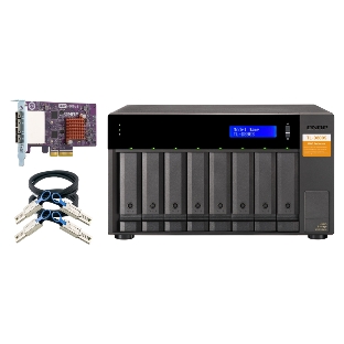 Полка расширения сетевого хранилища без дисков SMB QNAP TL-D800S SATA expansion enclosure, 8-tray 3,5'/2,5' w/o HDD. 2xSFF-8088, hardware RAID support, desktop version.