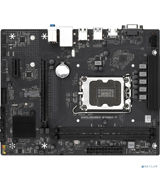 Материнская плата Maxsun Challenger B760M-F, LGA 1700, Intel B760, 2xDDR4, 3xSATA III, 2xM.2, 1xPCIe 4.0 x16, 1xHDMI, 1xVGA, 1xRJ-45 1Gb LAN, 2xUSB 3.2 Gen 1, 4xUSB 2.0, 3x3.5 мм, 5.1, mATX