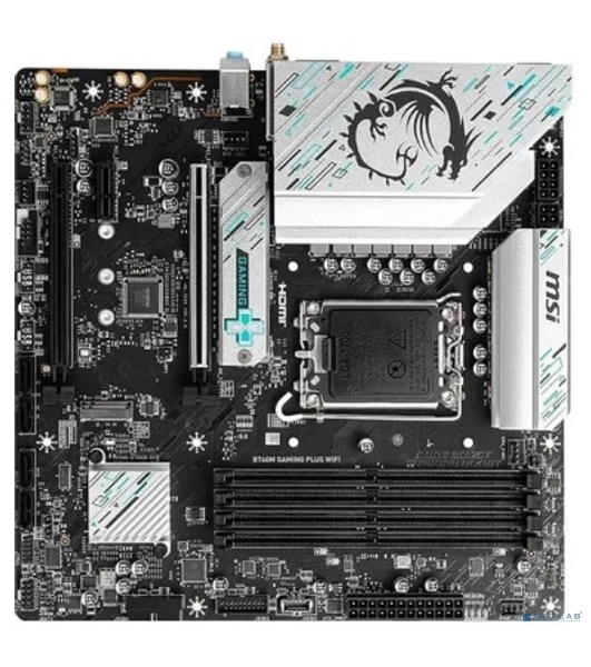 Материнская плата MSI B760 GAMING PLUS WIFI DDR4, LGA 1700, Intel B760, 4xDDR4, 4xSATA, 2xM.2, 1xPCI-E 4.0 x16, 1xPCI-E 4.0 x4, 3xPCI-E 3.0 x1, 1xHDMI, 1xDP, 2xUSB 3.2 Gen 2, 4xUSB 2.0, 1xUSB 3.2 Gen 2, 1x 2.5Gb LAN, 5x3.5 мм, 7.1, ATX