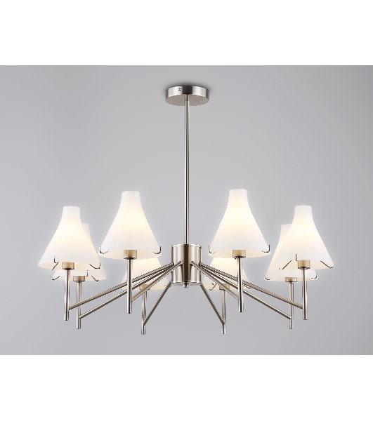 Люстра Ambrella light LH57125/8 SN/FR никель/белый матовый E14/8 max 40W D800*650