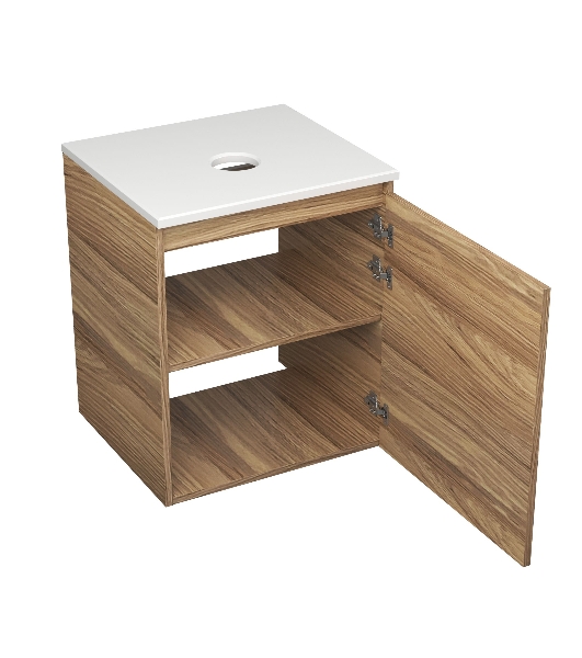 Тумба Bau Dream Blackwood 50 с дверцей, раковина BAU Dream круглая D41, смеситель для раковины высокий Hotel Black, черный
