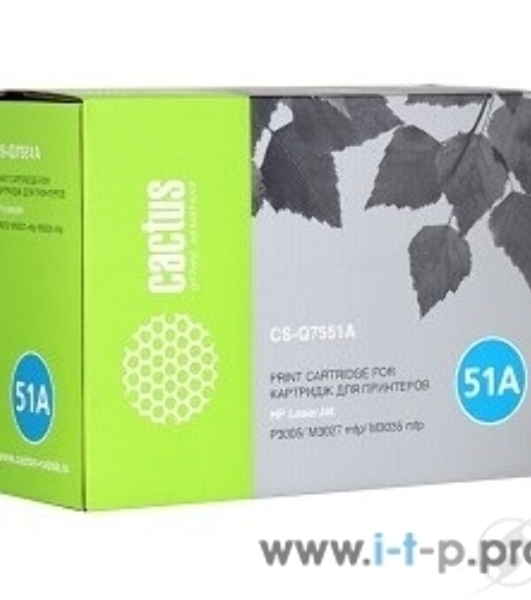 Картридж лазерный Cactus CS-Q7551XS черный (13000 стр.) для HP Laser Jet P3005/M3027/M3035