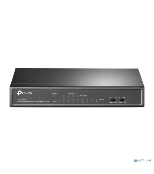 Коммутатор TP-Link 8-Port 10/100Mbps Unmanaged Switch with 4-Port PoE, metal case, desktop mount, PoE budget 41W.