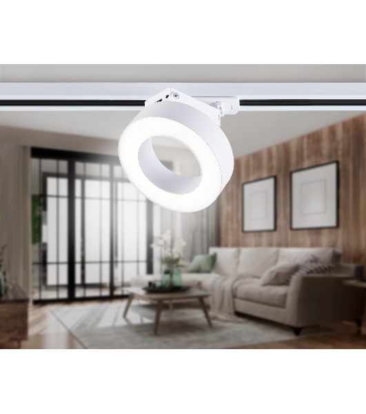 Трековый однофазный светодиодный светильник Ambrella light GL6866 WH белый LED 15W 4200K D115*80