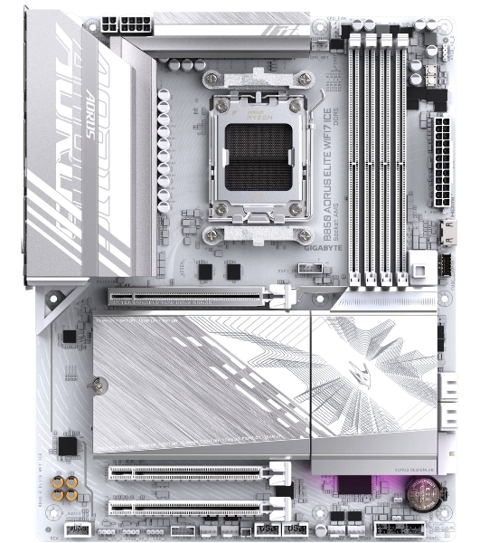 Материнская плата Gigabyte B860 AORUS ELITE WIFI7 ICE, LGA 1851, Intel B860, 4xDDR5, 4xSATA, 3xM.2, 1xPCIe 5.0 x16, 2xPCIe 4.0 x1, 1xHDMI, 2xDP, 1x 2.5Gb LAN, 6xUSB-A 3.2, 1xUSB-C 3.2, 4xUSB-A 2.0, 2x3.5 мм, 7.1, ATX