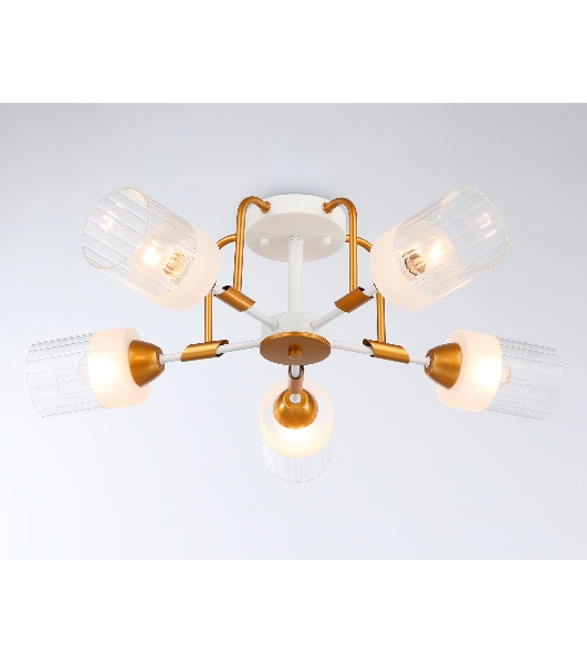 Светильник Ambrella light TR303323/5 WH/GD/CL/FR белый/золото/прозрачный/белый матовый E27*5 max 60W D620*200