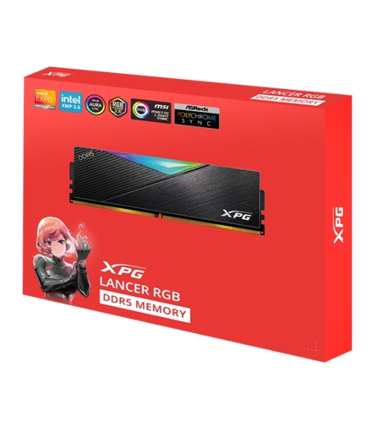 Оперативная память XPG Lancer RGB, DDR5, 64GB (2x32GB), 6000MHz, CL30, DIMM, с радиаторами, RGB, черный