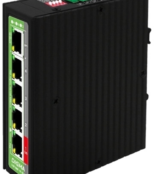 Коммутатор Digma DSP404F-1F-200, 5×100 Мбит/с, неуправляемый