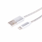 Кабель USB Rexant для iPhone 5/6/7 моделей, шнур в металлической оплетке серебристый, фото 1